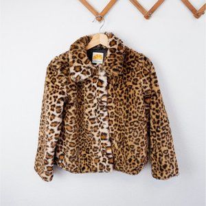C&C CALIFORNIA "Cool Cat" Faux Fur Leopard Jacket Kids Size 8
